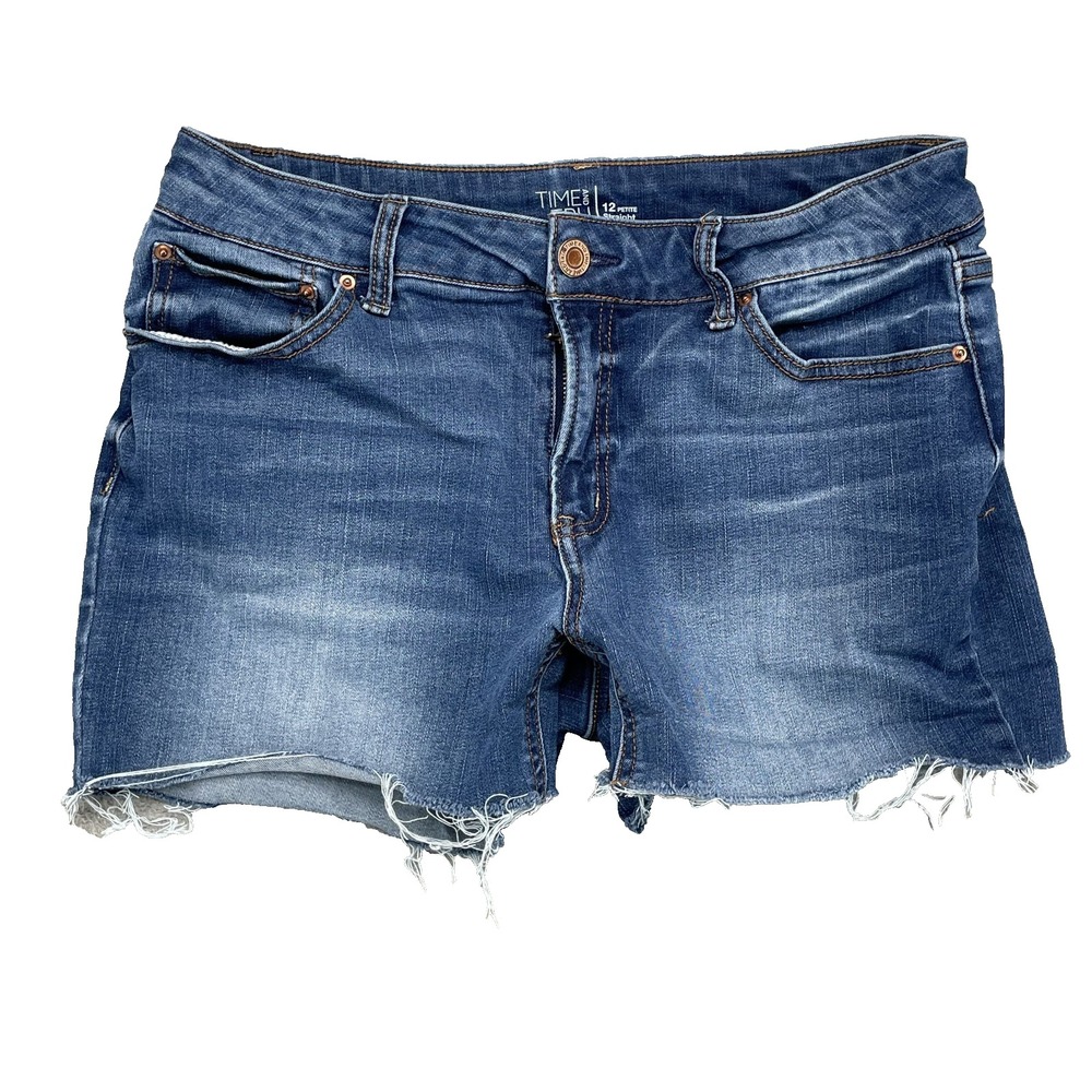 Time‎ and Tru Jean Shorts Women's 32* Raw Hem Y2K Boho 90's Preppy Summer Rodeo